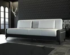 Divano letto 3 posti Belluno, 207x92h83 cm, Nero e Bianco<Dmora Discount