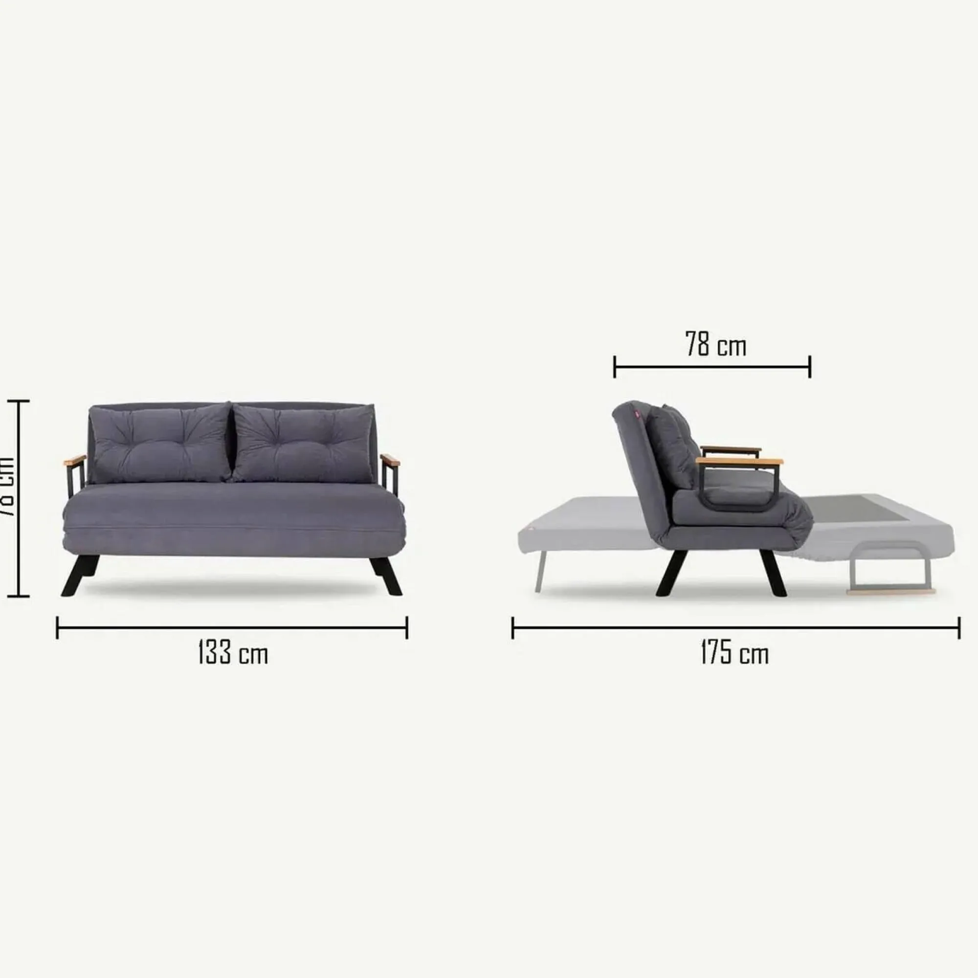 Divano letto 2 posti Calvin 133x78 h78 cm,<Dmora Online