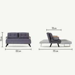 Divano letto 2 posti Calvin 133x78 h78 cm,<Dmora Clearance