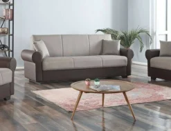 Divano letto 3 posti Dfiorini, 233x84h94 cm, Marrone e Grigio<Dmora Discount