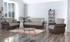 Divano letto 3 posti Dfiorini, 233x84h94 cm, Marrone e Grigio<Dmora Discount