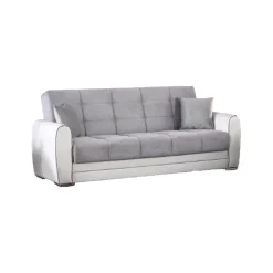 Divano letto 3 posti Dike, 220x84h91 cm, Bianco e Grigio<Dmora New