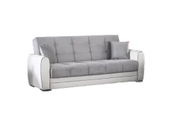 Divano letto 3 posti Dike, 220x84h91 cm, Bianco e Grigio<Dmora New