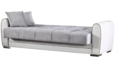Divano letto 3 posti Dike, 220x84h91 cm, Bianco e Grigio<Dmora New
