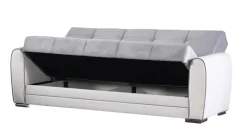 Divano letto 3 posti Dike, 220x84h91 cm, Bianco e Grigio<Dmora New