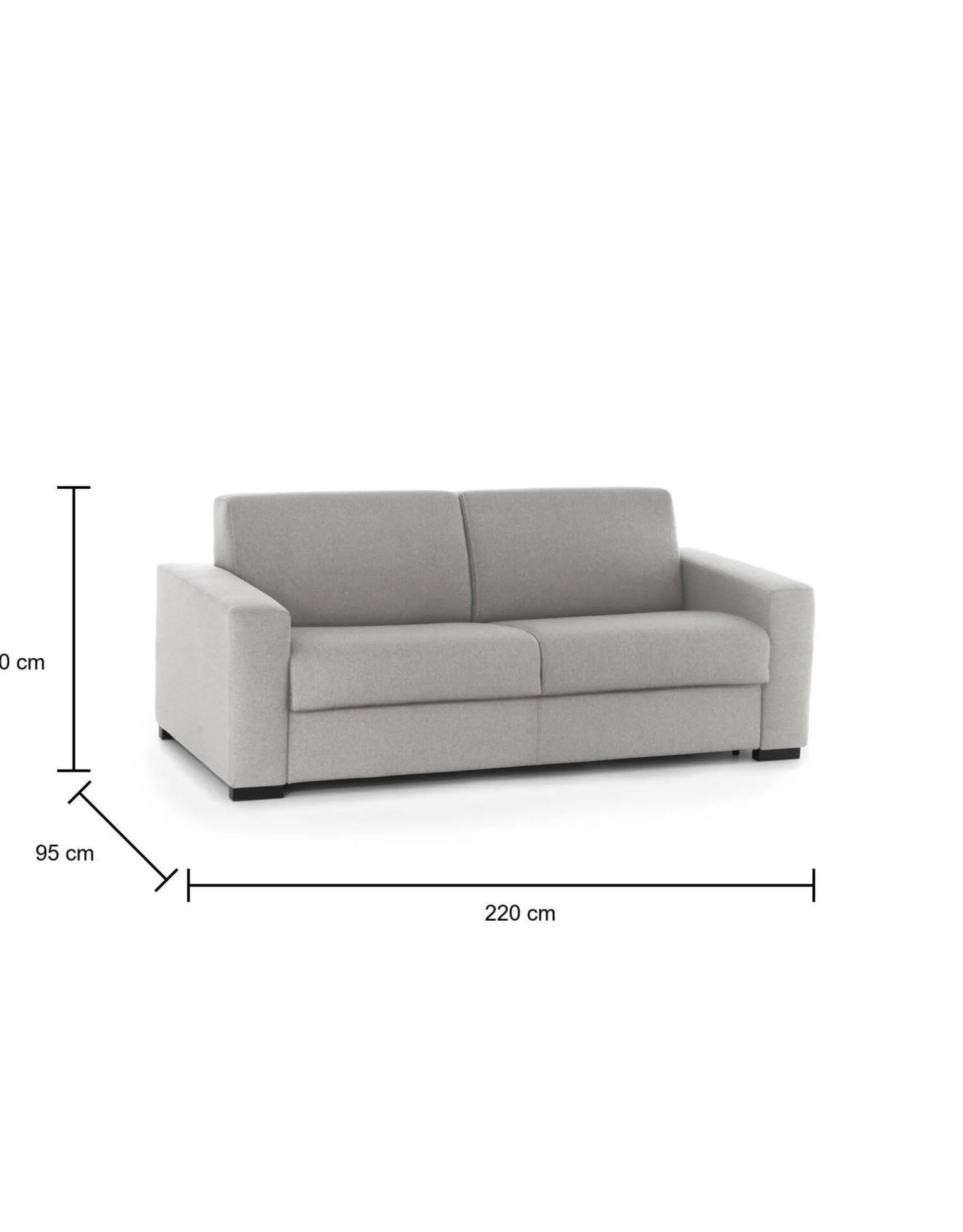Divano letto 3 posti Estia, Cm 220x95h90,<Dmora Hot