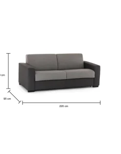 Divano letto 3 posti Estia, Cm 220x95h90, Grigio e Antracite<Dmora Hot