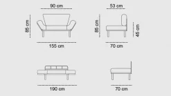 Divano letto 2 posti Guchol, 155x70 h85 cm,<Dmora Shop
