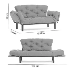 Divano letto 2 posti Guchol, 155x70 h80 cm,<Dmora Cheap