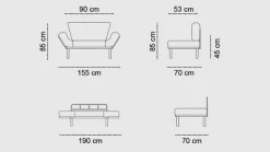 Divano letto 2 posti Guchol, 155x70 h85 cm,<Dmora Outlet