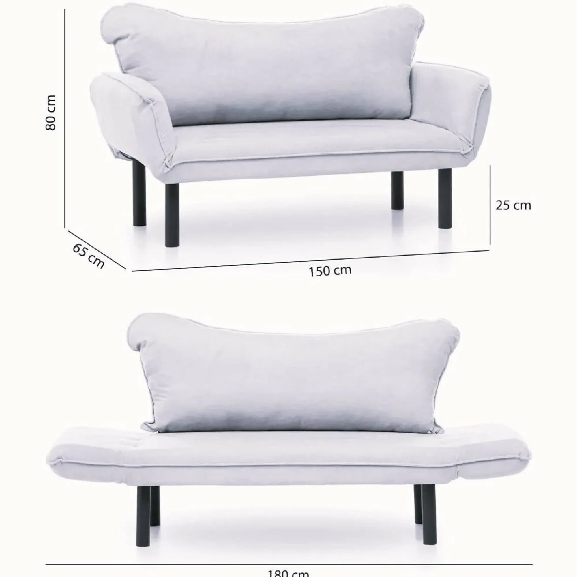 Divano letto 2 posti Hone, 150x65 h40 cm,<Dmora Best