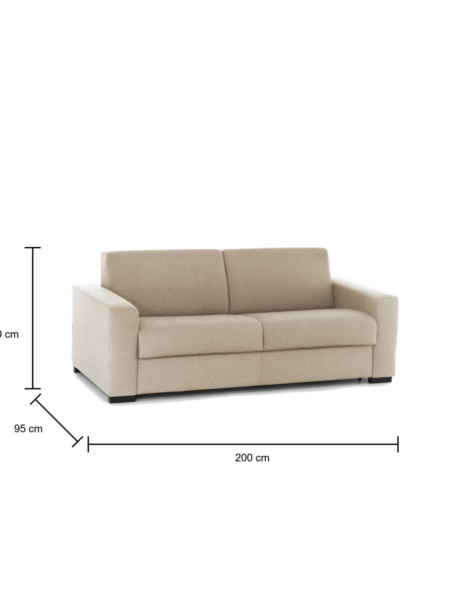 Divano letto 3 posti Zinnia, Cm 200x95h90,<Dmora Discount