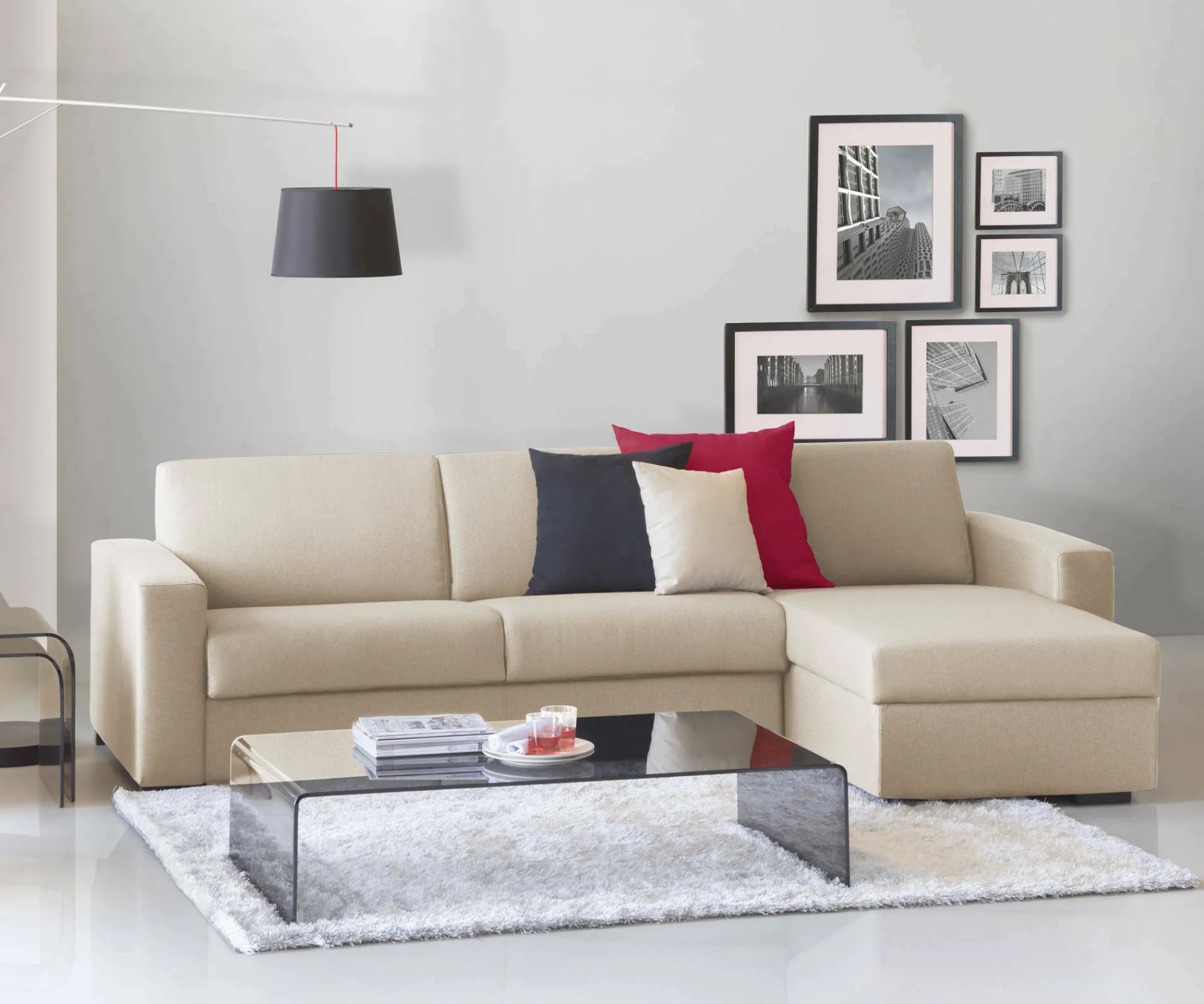 Divano letto con penisola Aika, Cm 280x95h90,<Dmora New