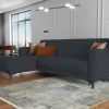 Divano letto con penisola Aber, 230x153h85 cm,<Dmora Outlet