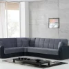 Divano letto con penisola Dgytkja, 305x238h91 cm, Nero e Grigio<Dmora Sale