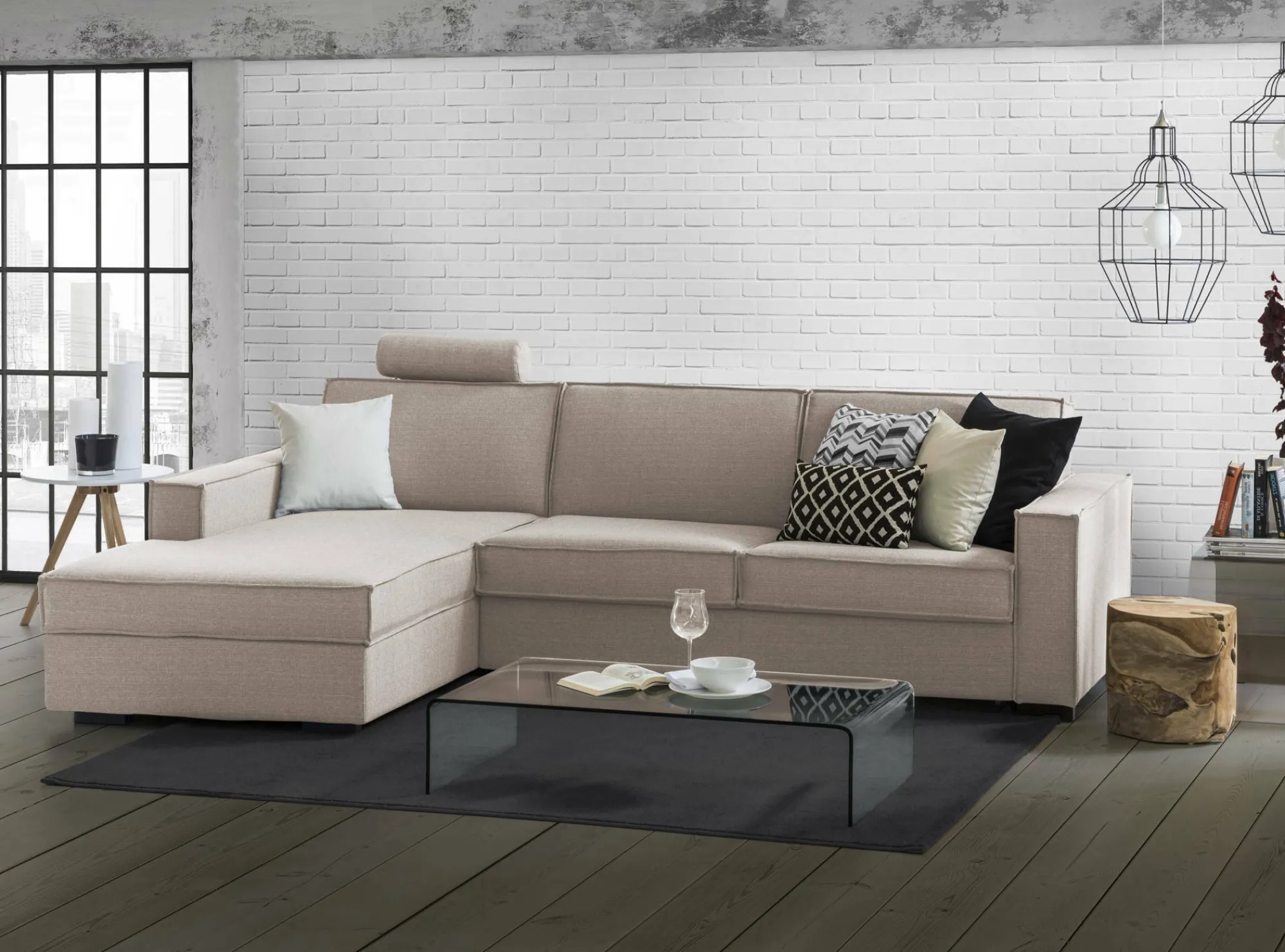 Divano letto con penisola Allaida, Cm 280x95h90,<Dmora Outlet
