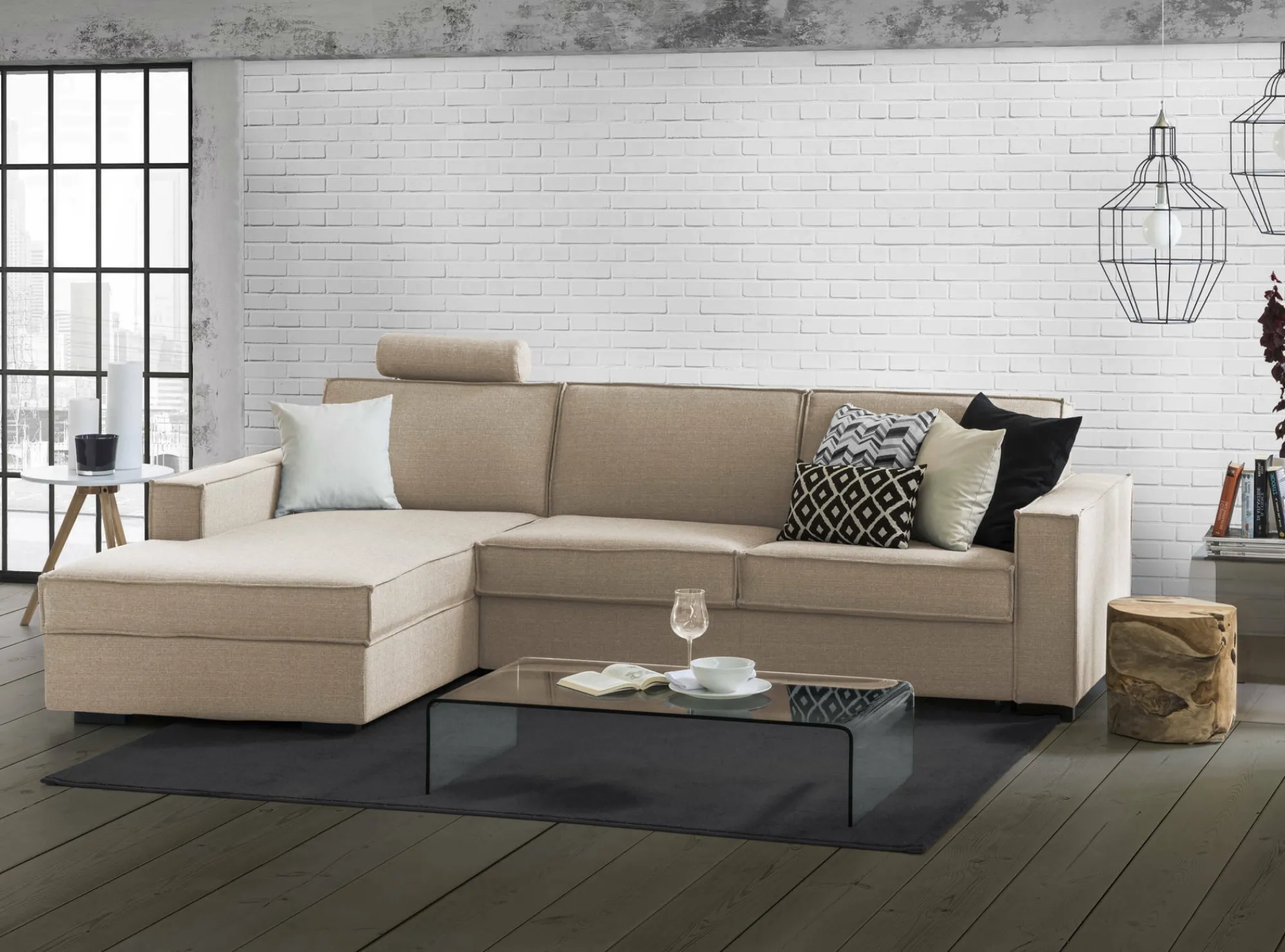 Divano letto con penisola Daalb, Cm 260x95h90,<Dmora Sale