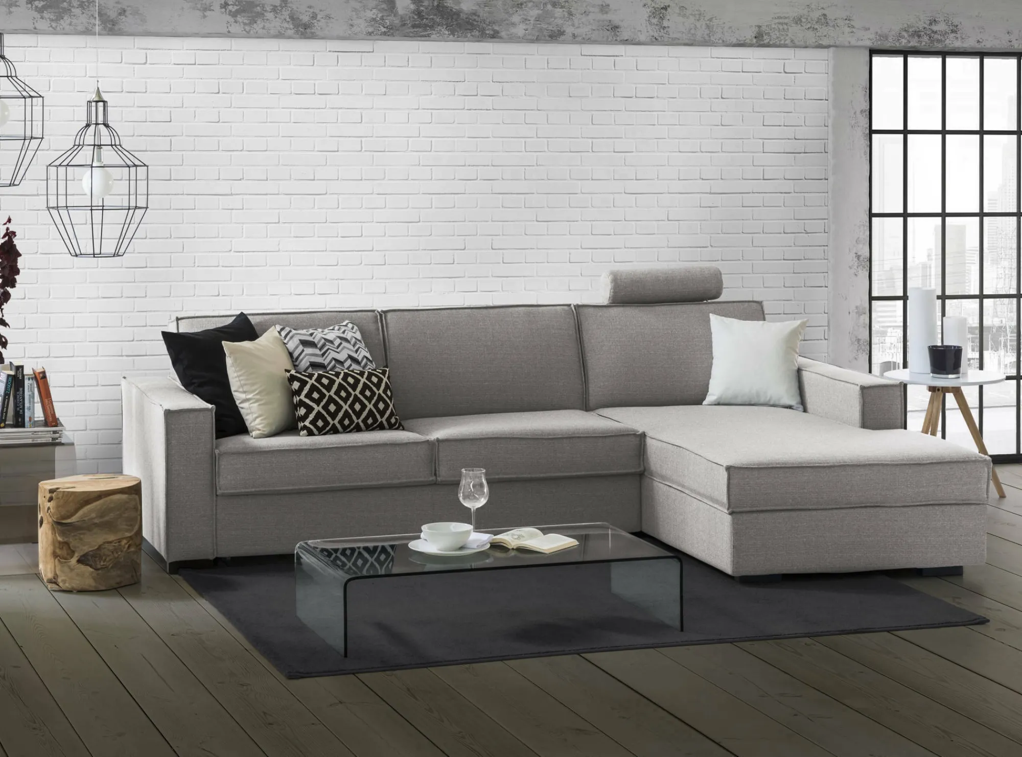 Divano letto con penisola Achico, Cm 280x95h90,<Dmora Outlet