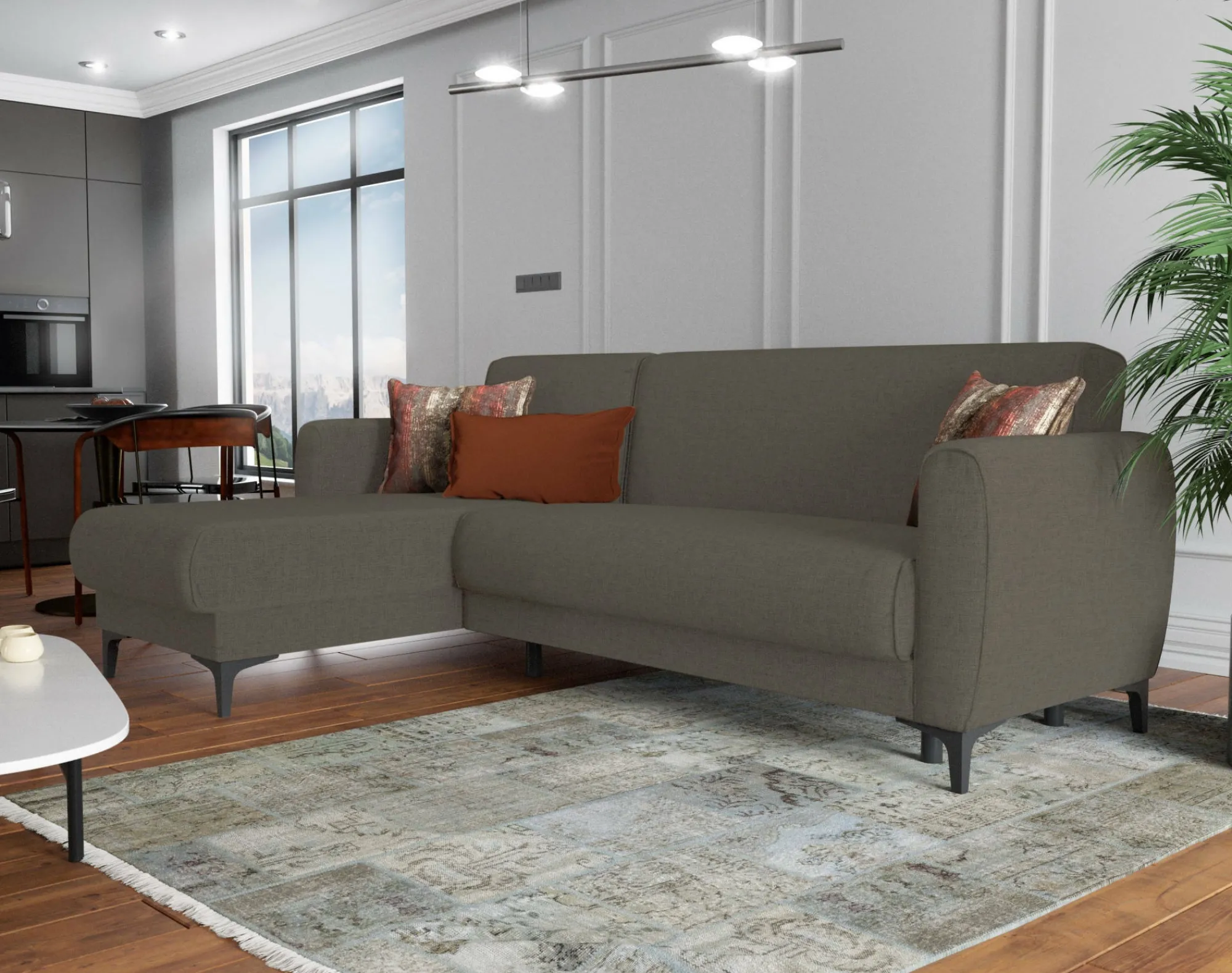 Divano letto con penisola Aber, 230x153h85 cm,<Dmora Discount
