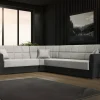 Divano letto con penisola Dgytkja, 305x238h91 cm, Nero e Grigio Chiaro<Dmora Online