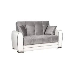Divano letto con penisola Aloe, 163x84h91 cm, Bianco e Grigio<Dmora Clearance