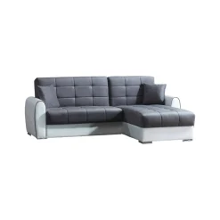 Divano letto con penisola Argos, 246x160h91 cm, Bianco e Grigio<Dmora Best Sale