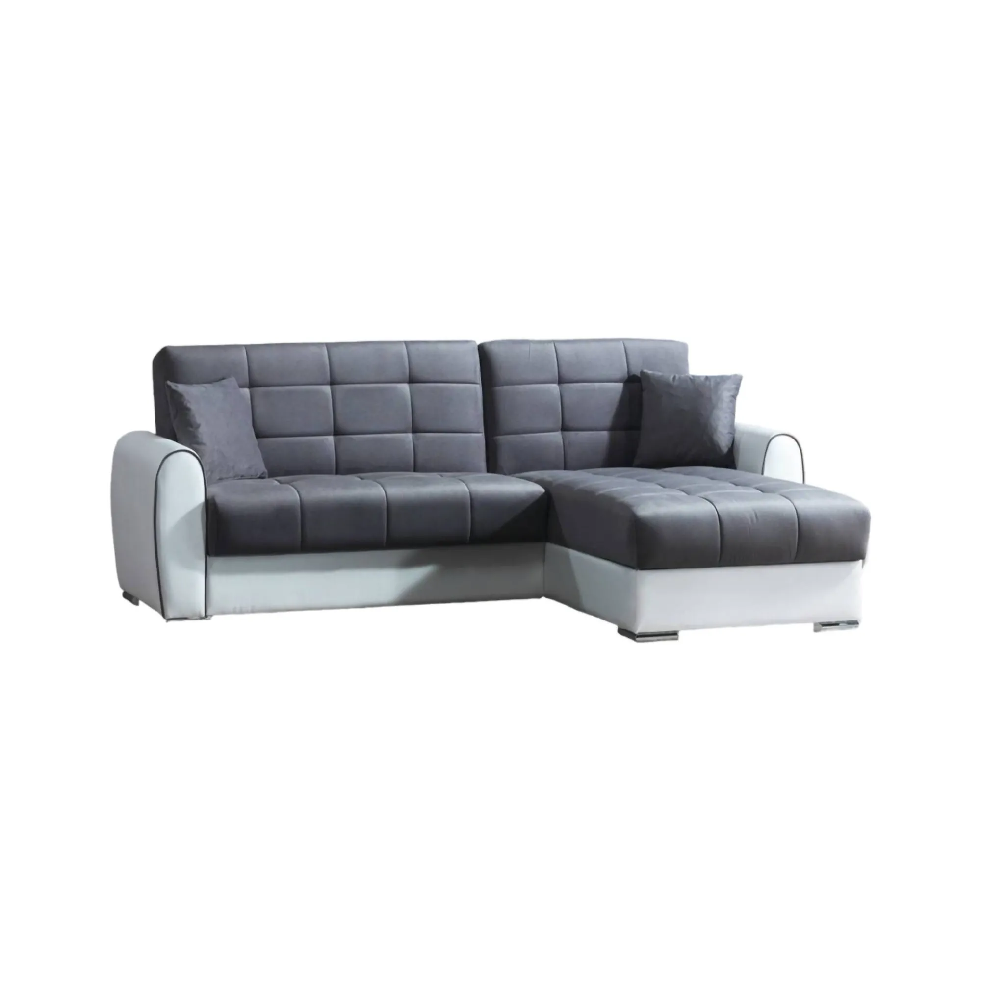 Divano letto con penisola Argos, 246x160h91 cm, Bianco e Grigio<Dmora Best Sale