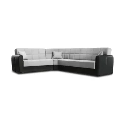Divano letto con penisola Dgytkja, 305x238h91 cm, Nero e Grigio Chiaro<Dmora Online