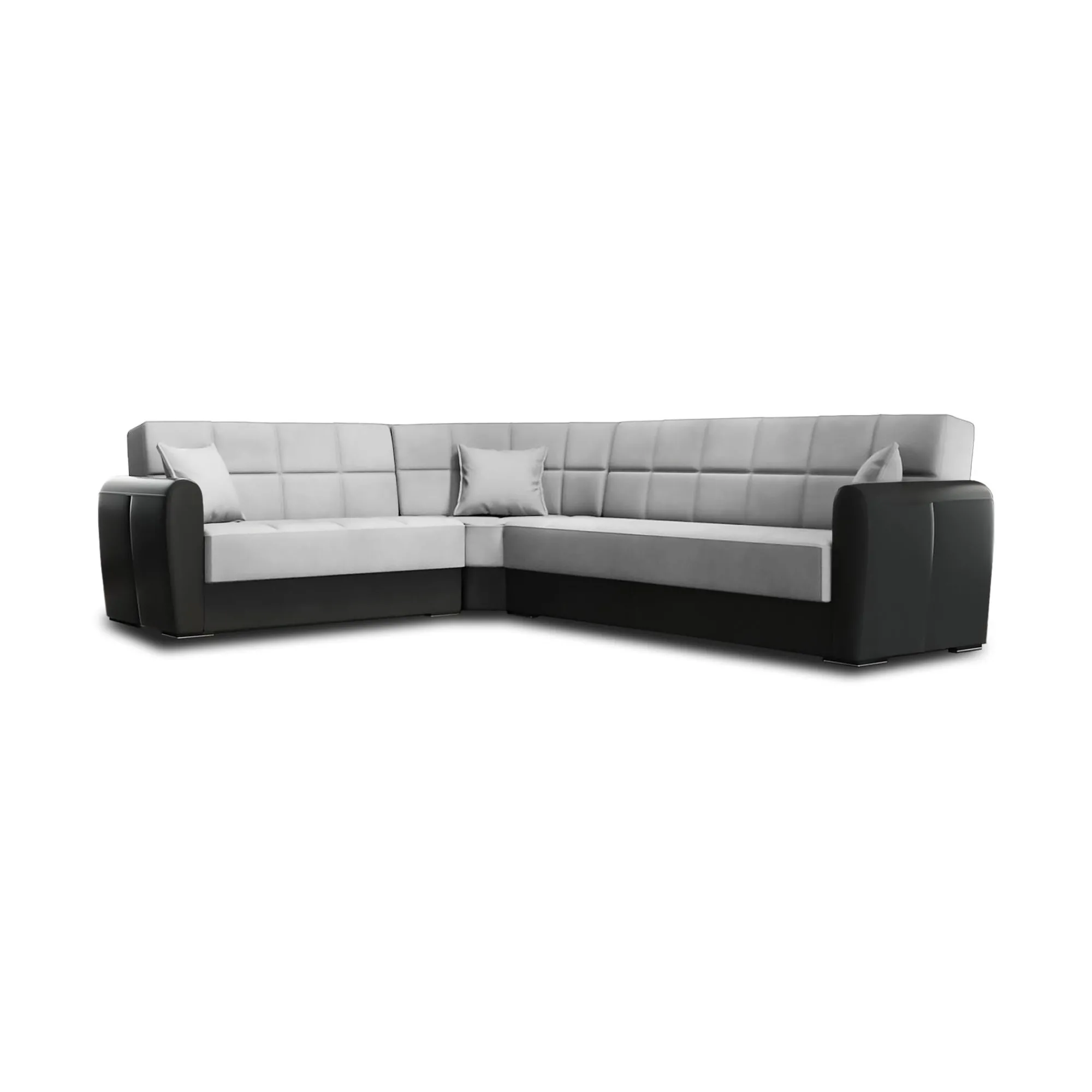 Divano letto con penisola Dgytkja, 305x238h91 cm, Nero e Grigio Chiaro<Dmora Online