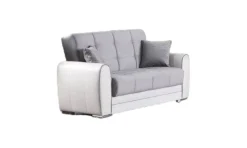 Divano letto con penisola Aloe, 163x84h91 cm, Bianco e Grigio<Dmora Clearance