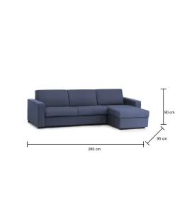 Divano letto con penisola Allegria, Cm 260x95h90,<Dmora Cheap