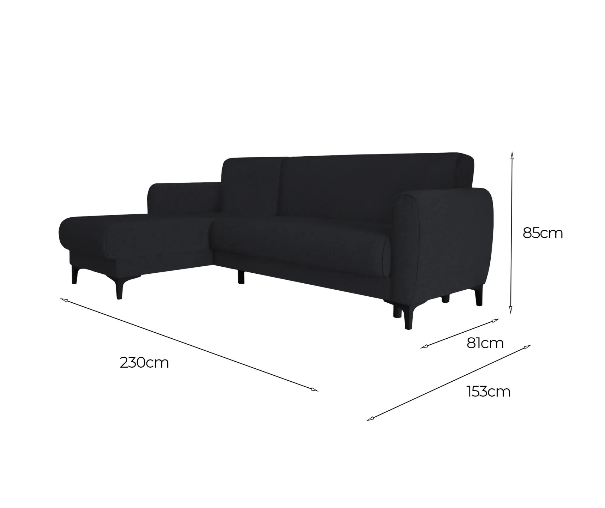 Divano letto con penisola Aber, 230x153h85 cm,<Dmora Outlet