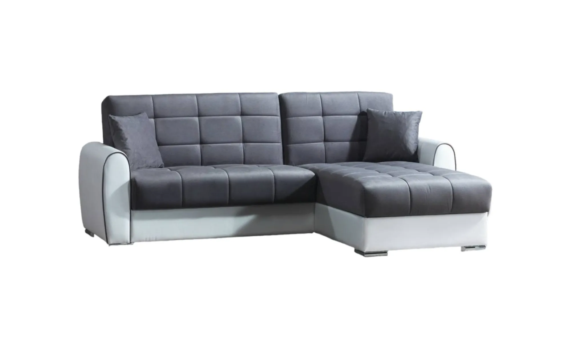 Divano letto con penisola Argos, 246x160h91 cm, Bianco e Grigio<Dmora Best Sale