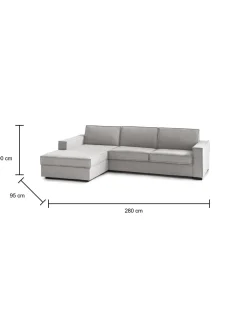 Divano letto con penisola Daalber, Cm 280x95h90,<Dmora Online