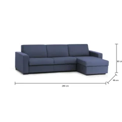 Divano letto con penisola Aika, Cm 280x95h90,<Dmora Online