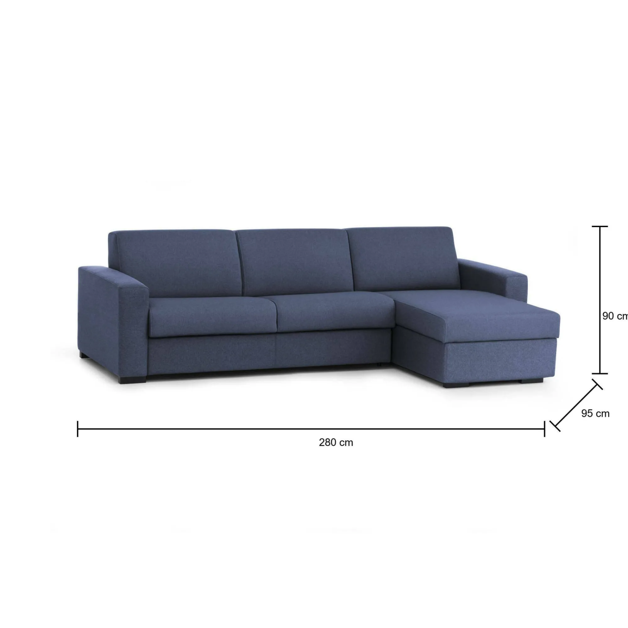 Divano letto con penisola Aika, Cm 280x95h90,<Dmora Online