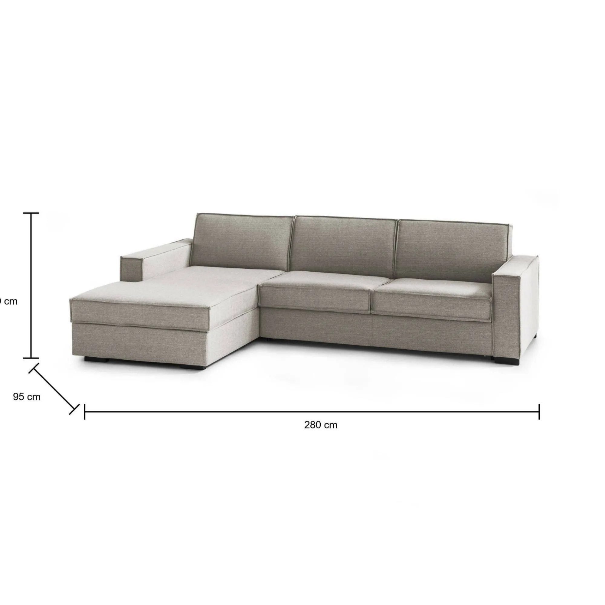 Divano letto con penisola Allaida, Cm 280x95h90,<Dmora Outlet