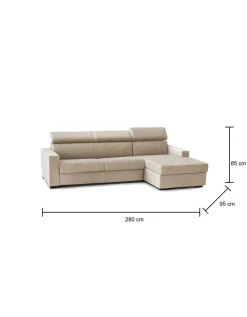 Divano letto con penisola Allevatore, Cm 280x95h85,<Dmora Hot