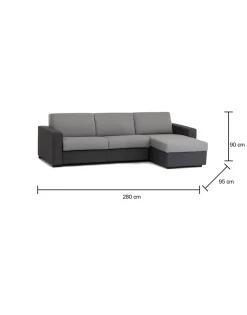 Divano letto con penisola Aika, Cm 280x95h90, Grigio e Antracite<Dmora Best