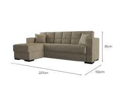 Divano letto con penisola Armadillo, 230x150h81 cm,<Dmora Discount
