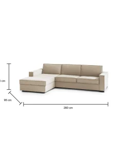 Divano letto con penisola Allaida, Cm 280x95h90,<Dmora Discount