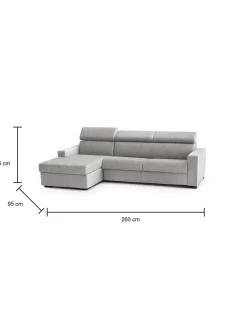 Divano letto con penisola Aloet, Cm 260x95h85,<Dmora Store