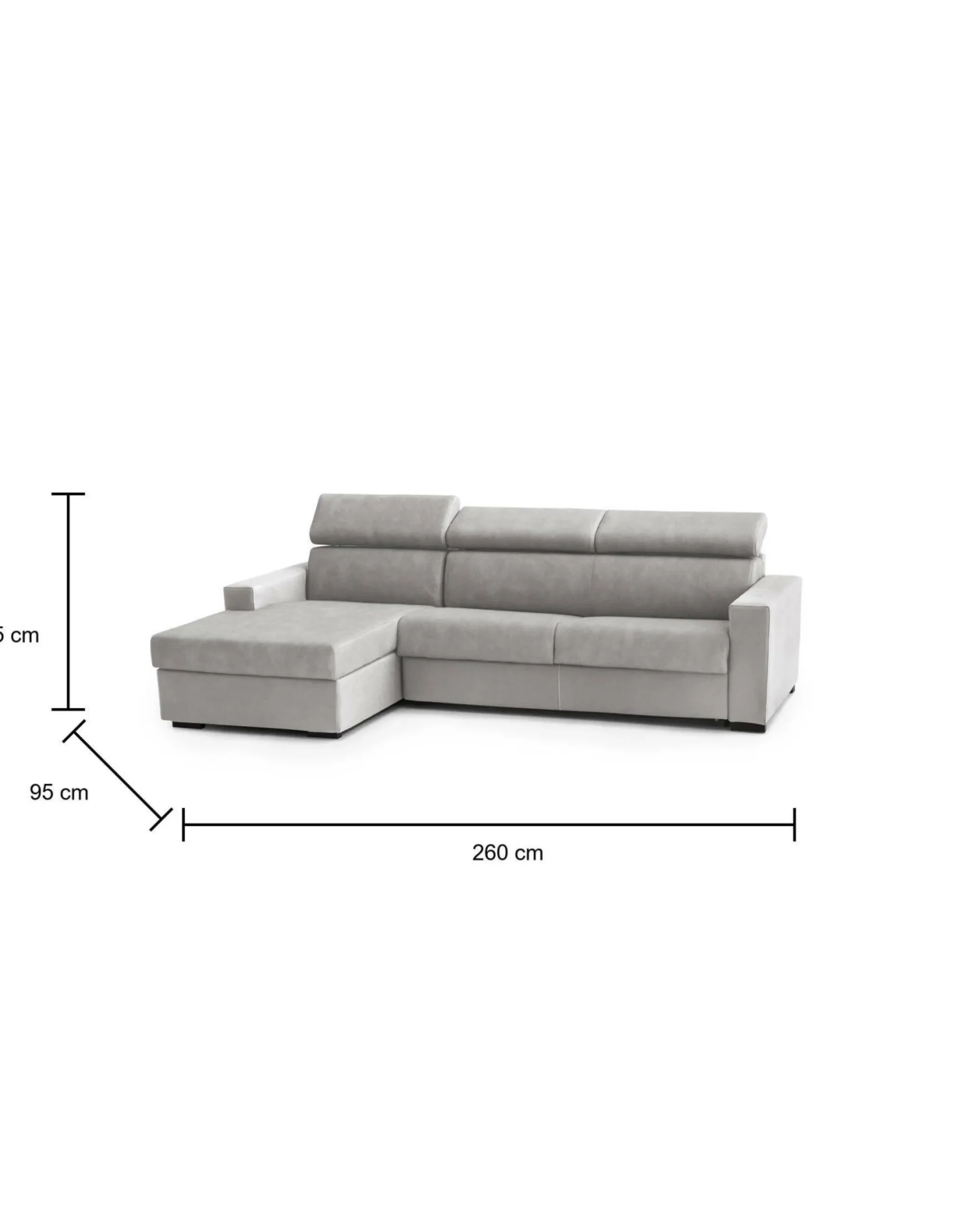 Divano letto con penisola Aloet, Cm 260x95h85,<Dmora Store