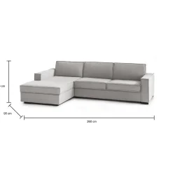 Divano letto con penisola Albenga, Cm 260x95h90,<Dmora Online