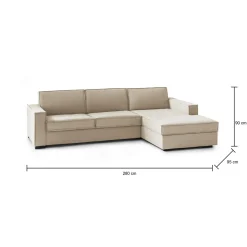 Divano letto con penisola Achico, Cm 280x95h90,<Dmora Hot