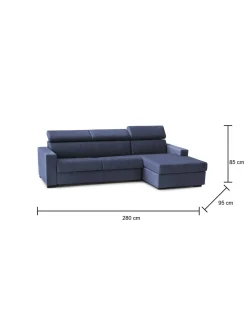 Divano letto con penisola Allevatore, Cm 280x95h85,<Dmora Online
