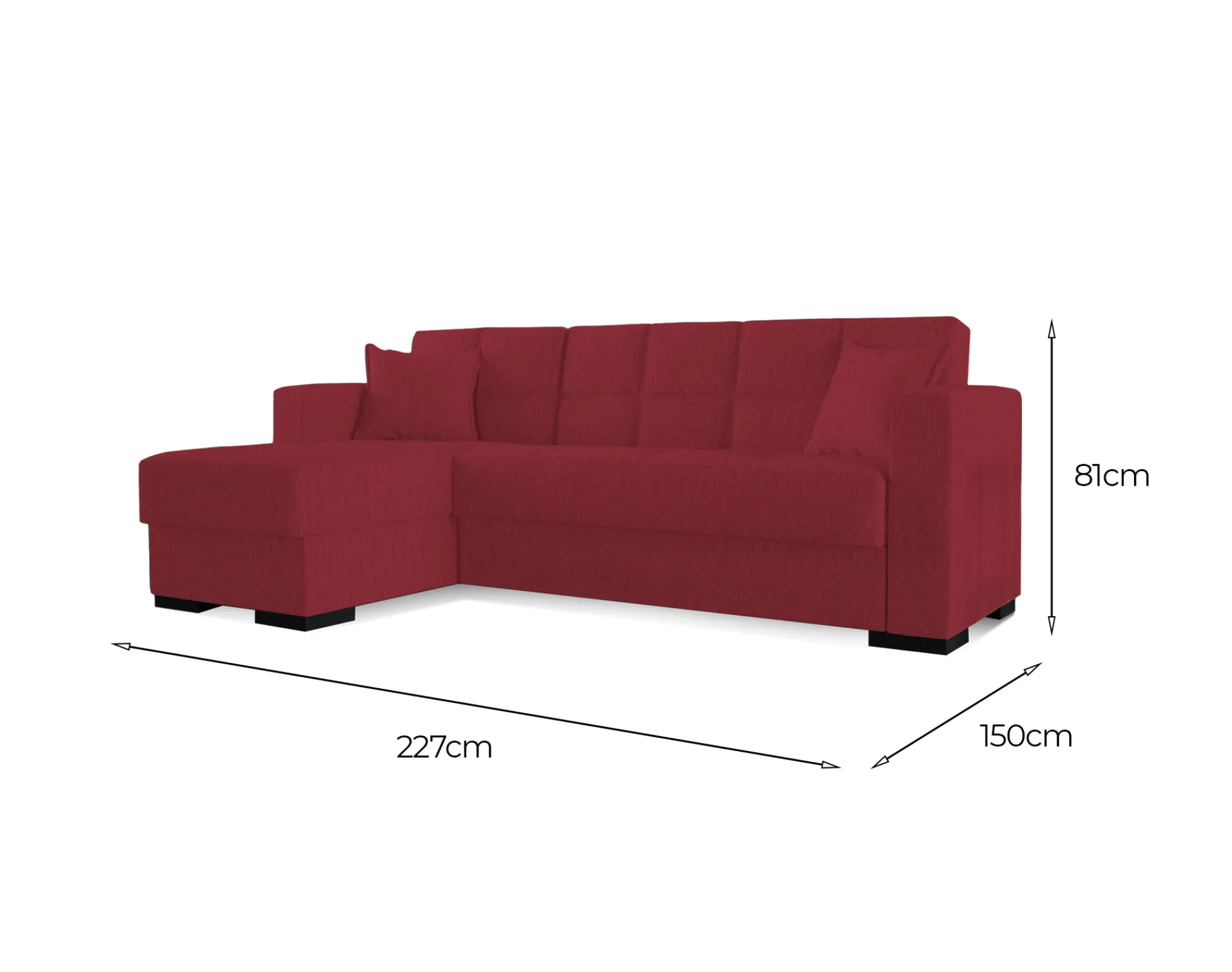 Divano letto con penisola Armadillo, 230x150h81 cm,<Dmora Hot