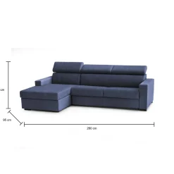 Divano letto con penisola Aloet, Cm 260x95h85,<Dmora Clearance