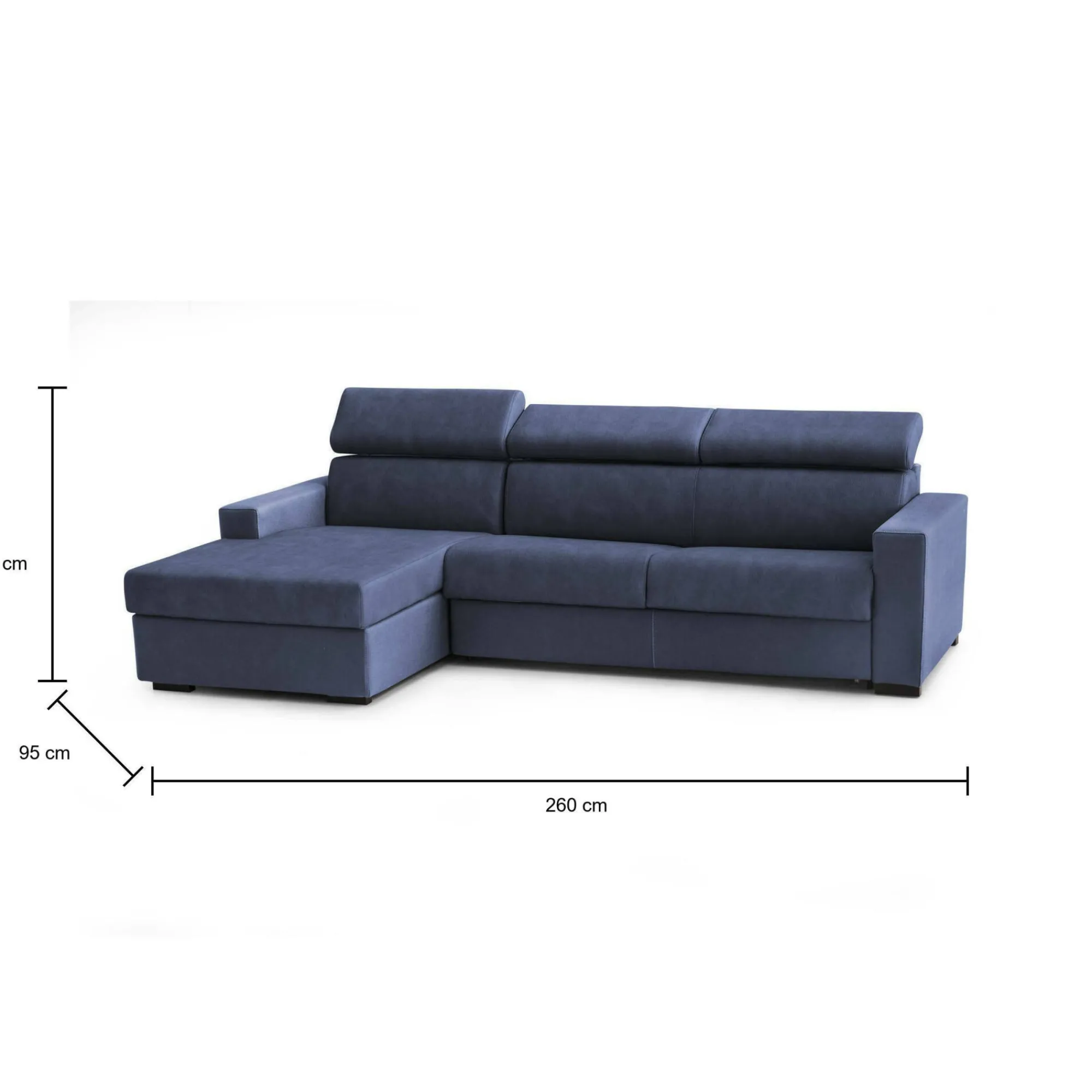 Divano letto con penisola Aloet, Cm 260x95h85,<Dmora Clearance