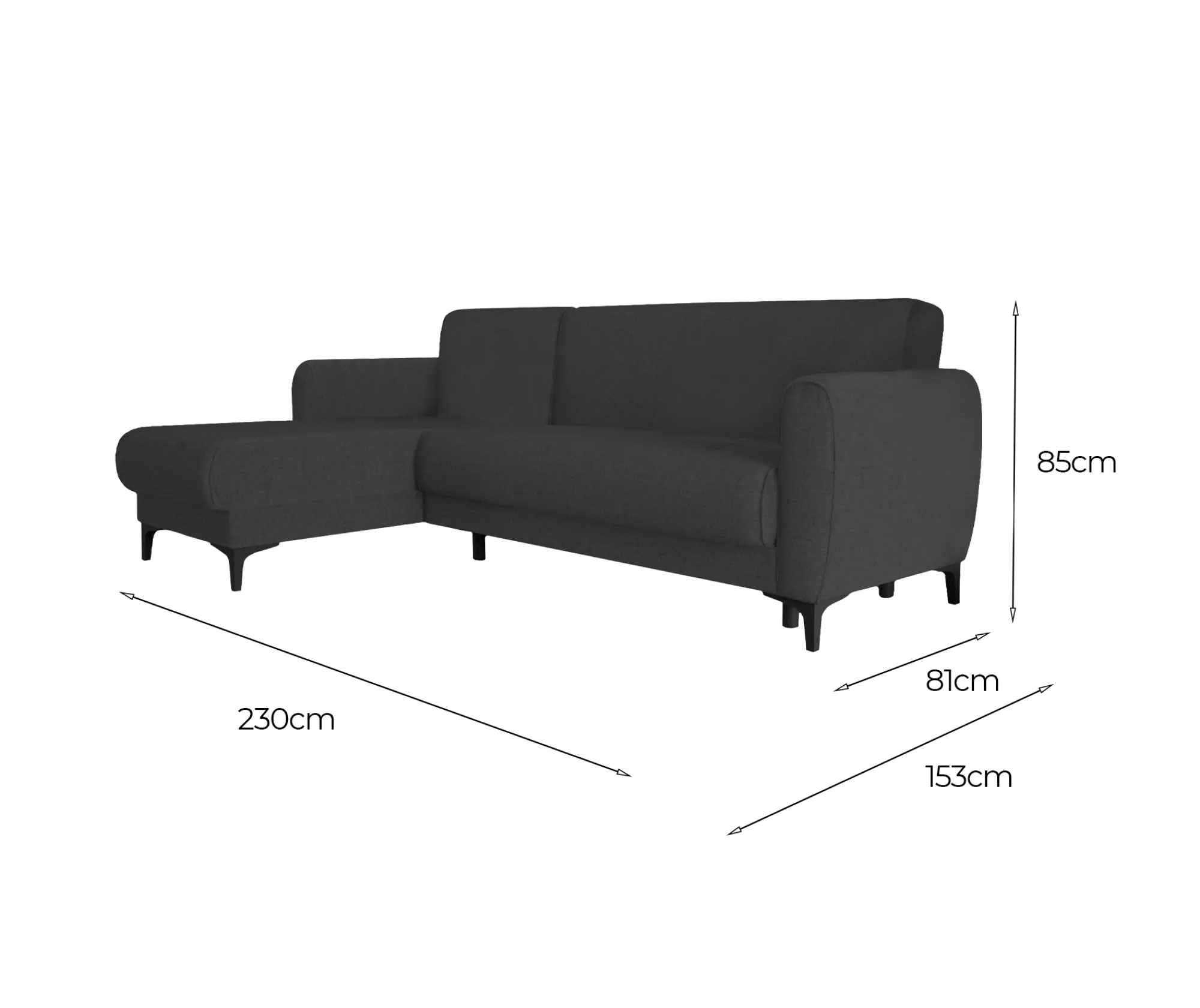 Divano letto con penisola Aber, 230x153h85 cm,<Dmora Cheap